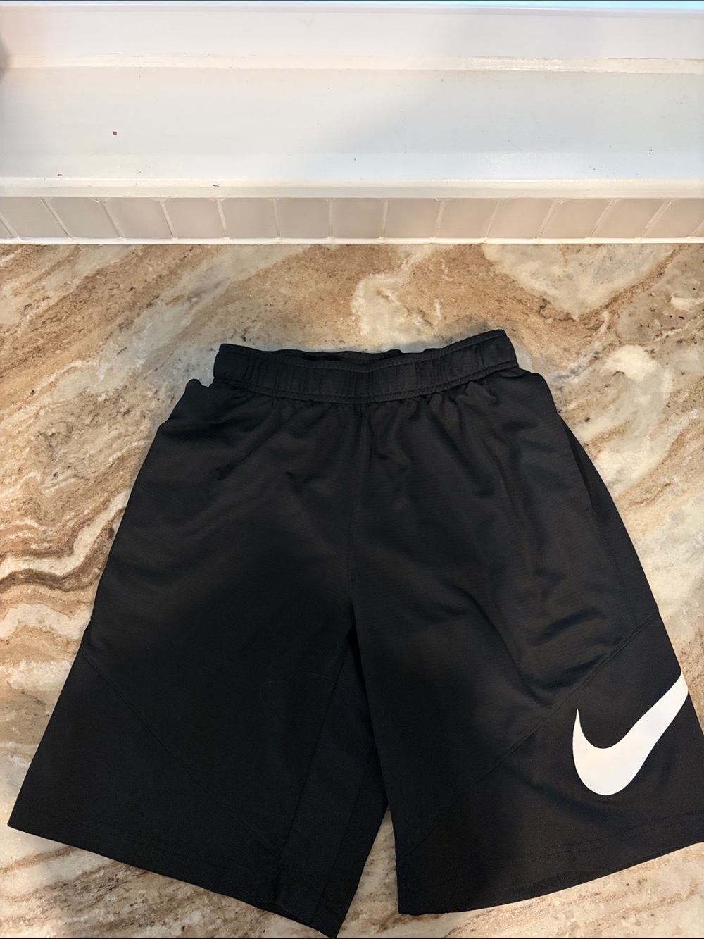 Nike Black Shorts with White Swoosh - Kids